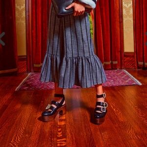 Autumn Adeigbo,‎ Triple Strap Clog, Black Snake-Embossed Leather, Size 37 (6.5)